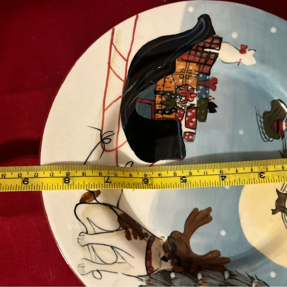 Holiday Reindeer Dog Decorative Plate
